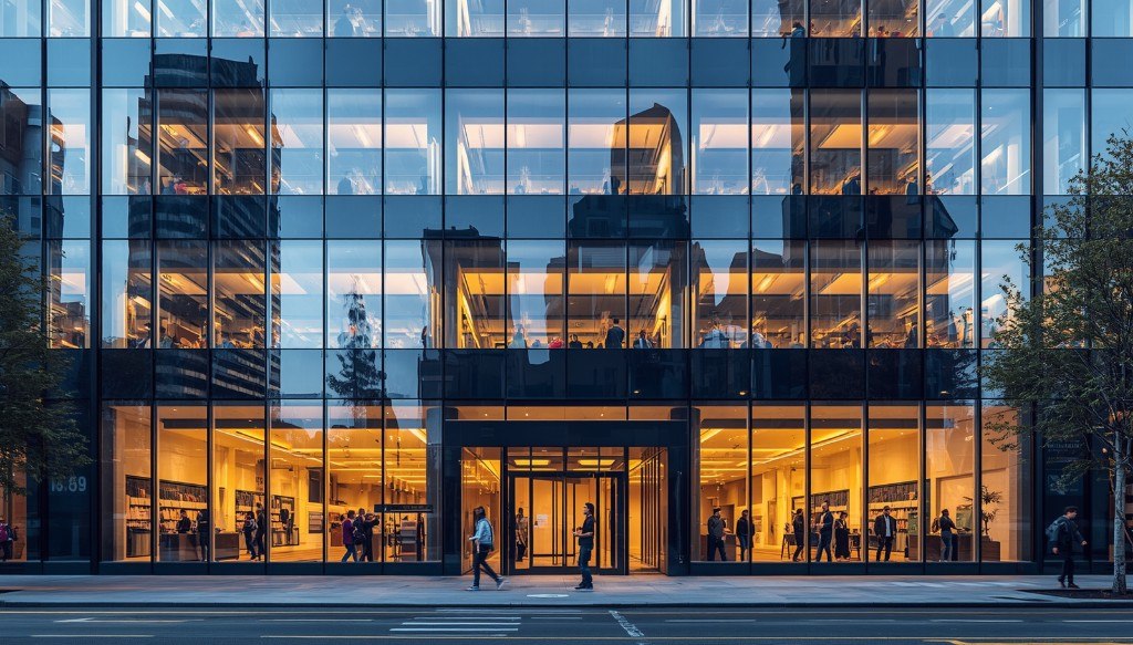 Professionele receptiebalie in een zakelijke lobby